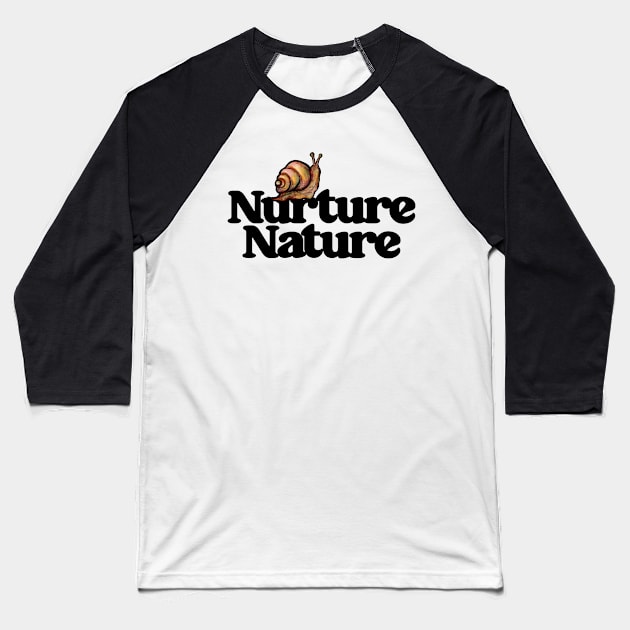 Nurture Nature Lil' Snail Guy Baseball T-Shirt by bubbsnugg